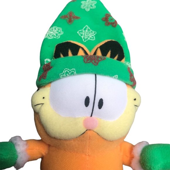 Garfield Cat Plush Winter Hat Mittens Back Suction Cup 8" Tall Snowflakes - Picture 3 of 7